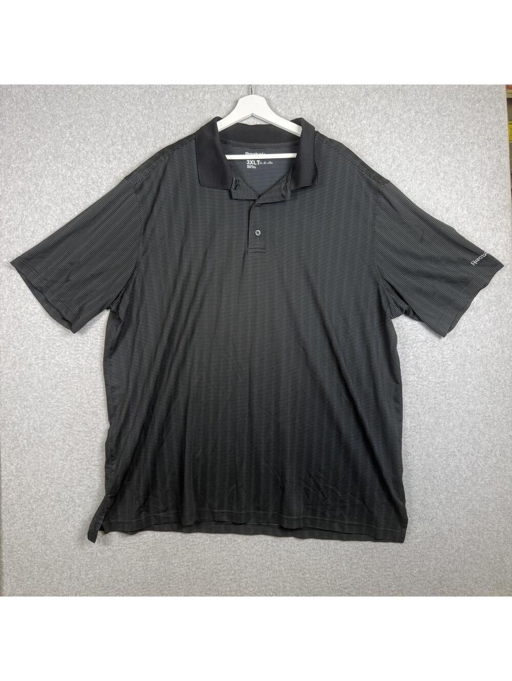 Reebok Men's 3XLT Tall Dark Gray Short Sleeve Performance Polo Shirt Striped